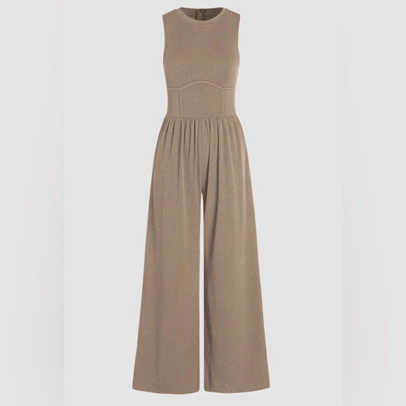 Cider Pants - Cider Sleeveless Tan Jumpsuit Size M